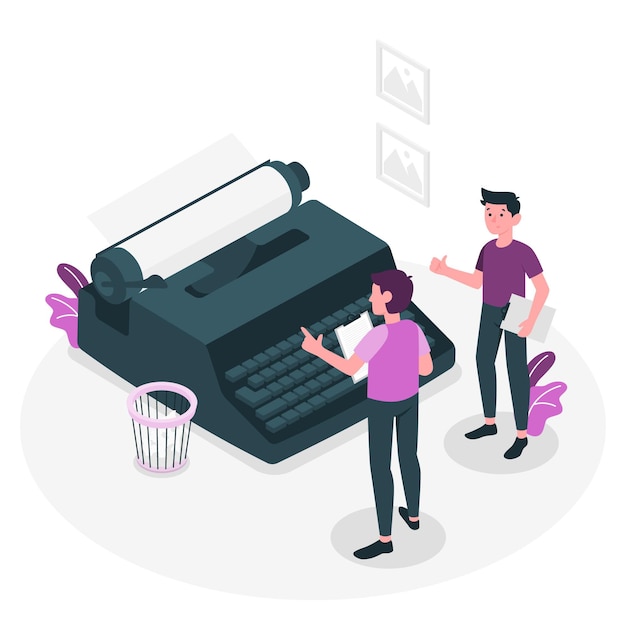 Typewriter concept illustration Free Vector