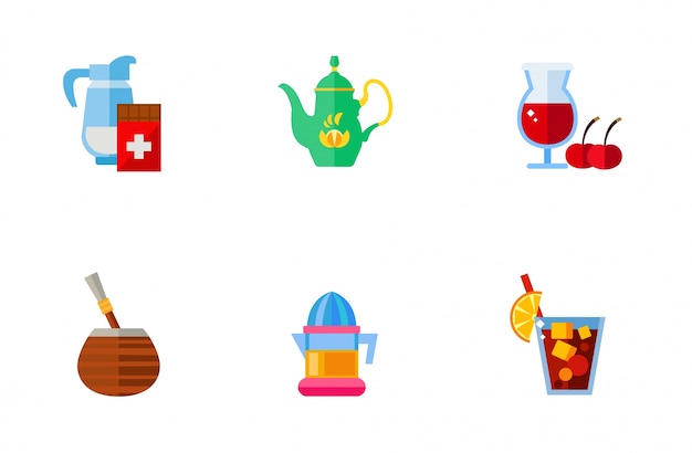 Typical drinks icons collection