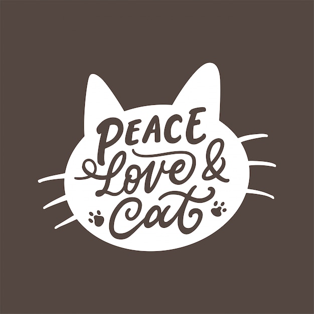 Premium Vector | Typography hand drawn lettering for cat lover.