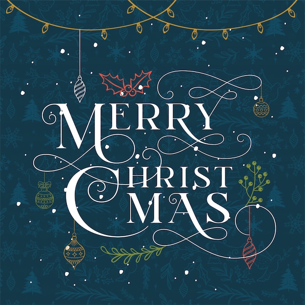 Download The typography merry christmas night sky on blue ...