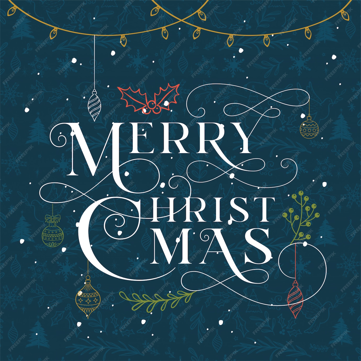 Premium Vector | The typography merry christmas night sky on blue ...