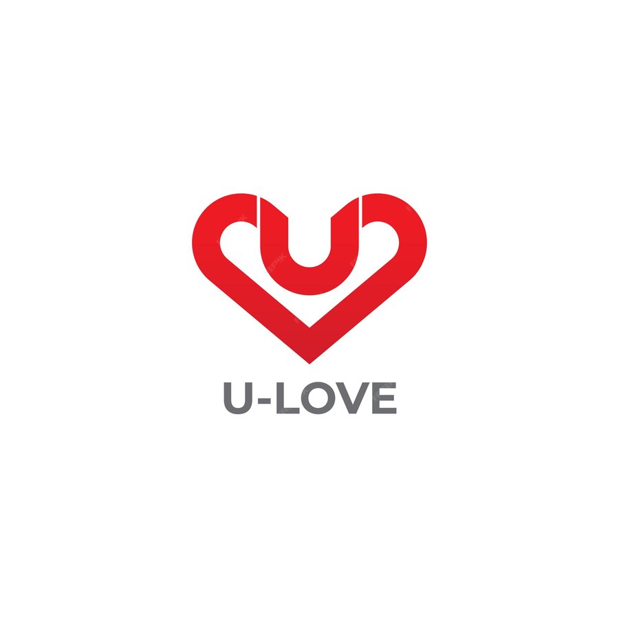 Premium Vector | U letter logo design with love heart logomark