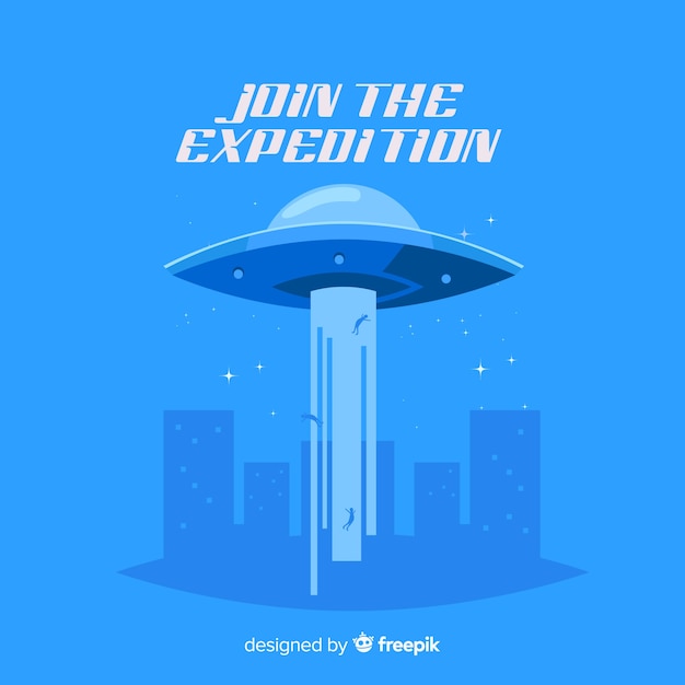 Ufo abduction concept with flat design Free Vector