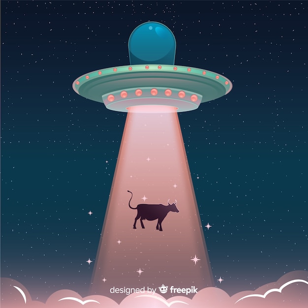 Ufo abduction concept with flat design
