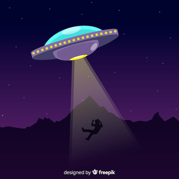 Ufo abduction concept with flat design