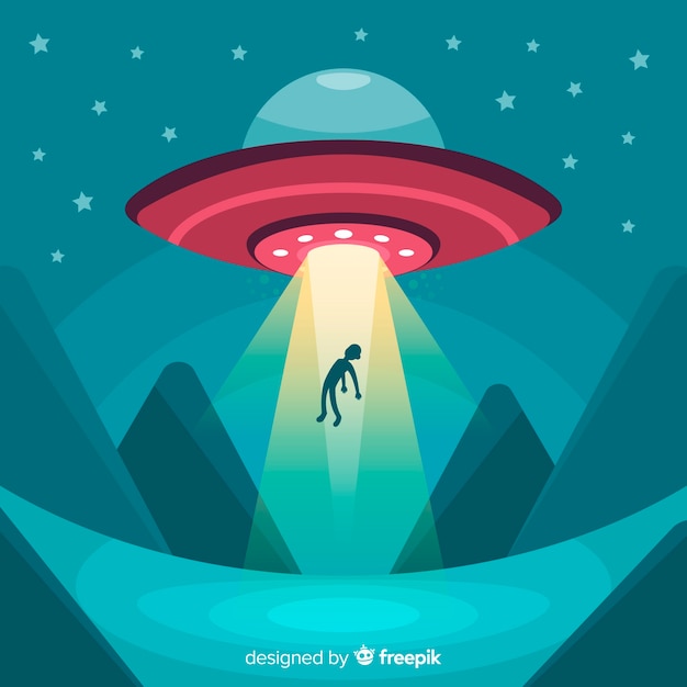 Free Vector | Ufo abduction concept with flat design