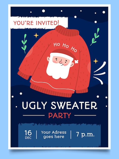 free-vector-ugly-sweater-party-invitation-template