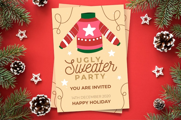 free-vector-ugly-sweater-party-invitation-template