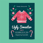 Free Vector Ugly Sweater Party Invitation Template