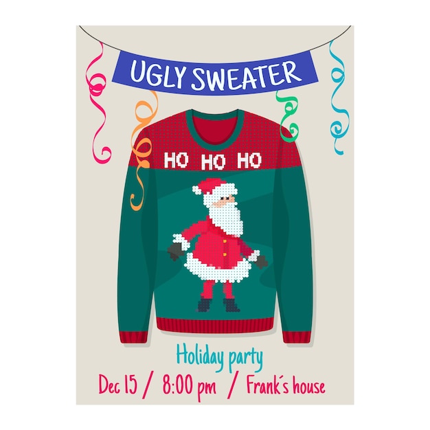 free-vector-ugly-sweater-party-invitation-template