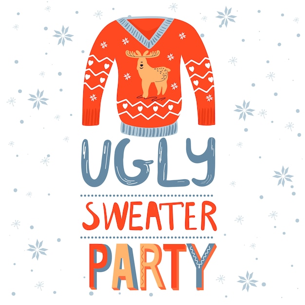 Premium Vector | Ugly sweater party lettering