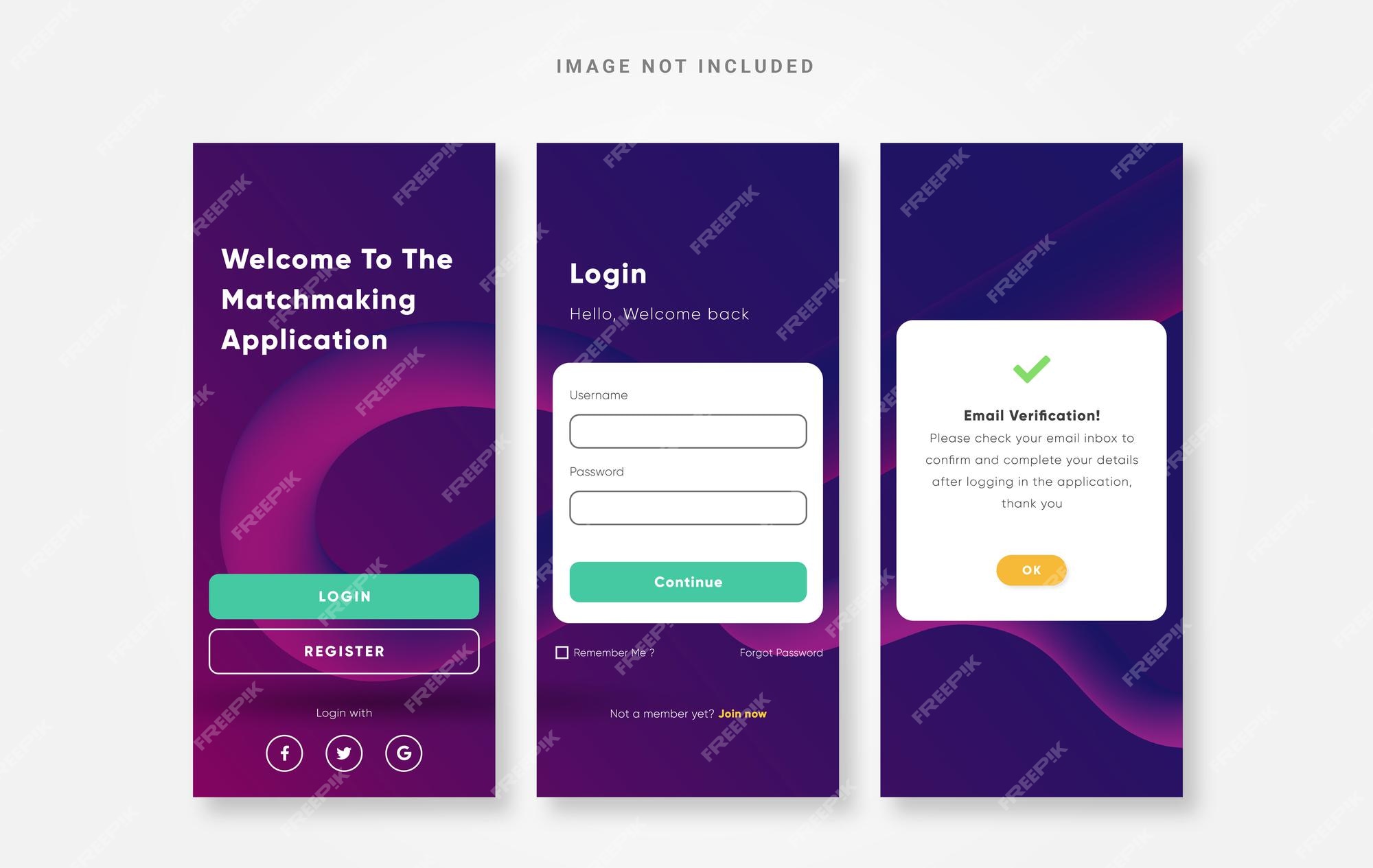 Premium Vector | Ui design login matchmaking design app
