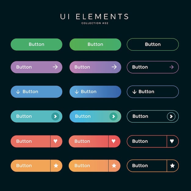 Ui rounded buttons web design Vector | Premium Download