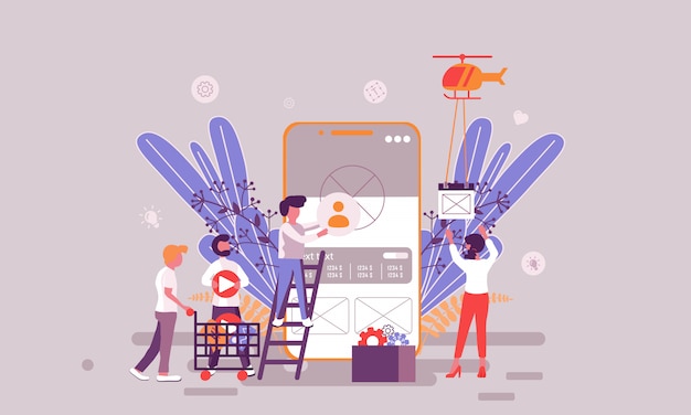 Плоский шаблон дизайна веб-страницы ui / ux design homepage Premium векторы