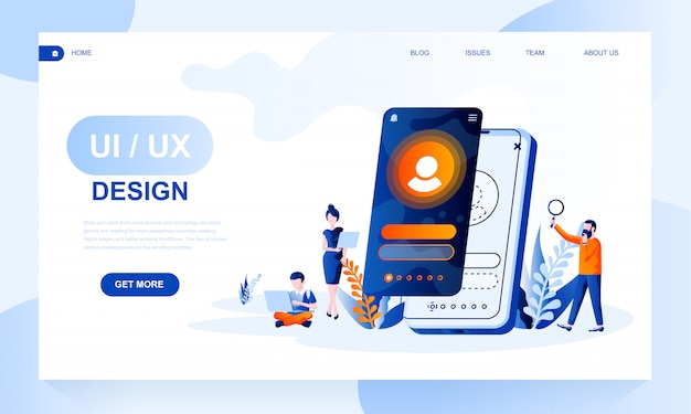Download Ui, ux design landing page template with header | Premium ...