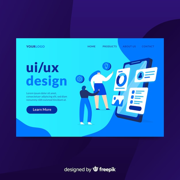 Download Ui/ux design landing page | Free Vector