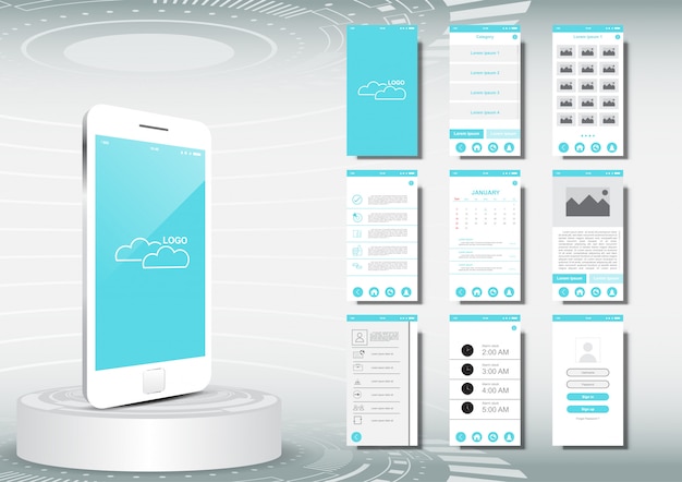Download Premium Vector | Ui, ux for mobile application template mockup