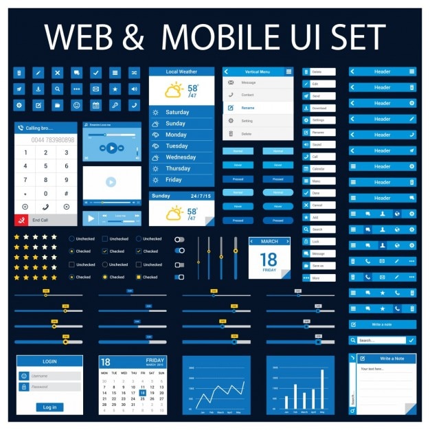 Ui for web and mobile Free Vector