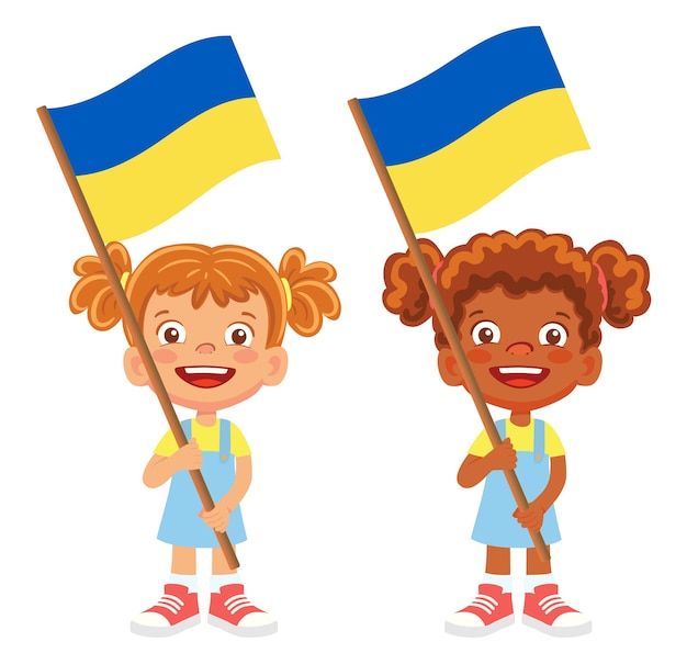 Premium Vector Ukraine flag in hand. children holding flag. national