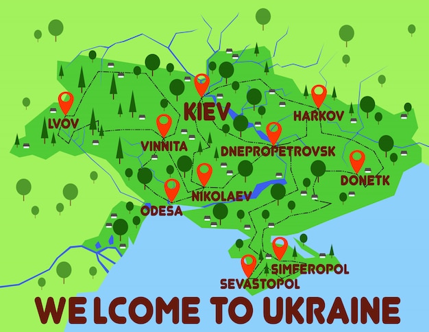 Ukraine map country infographics | Premium Vector