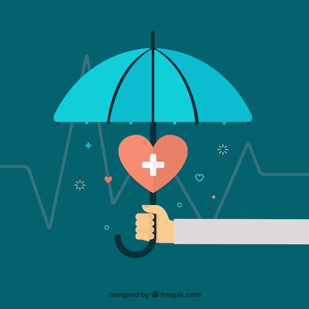 Umbrella, heart and cardiogram