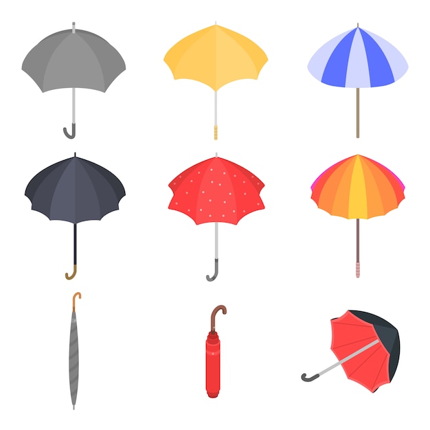 Premium Vector | Umbrella Icons Set, Flat Style