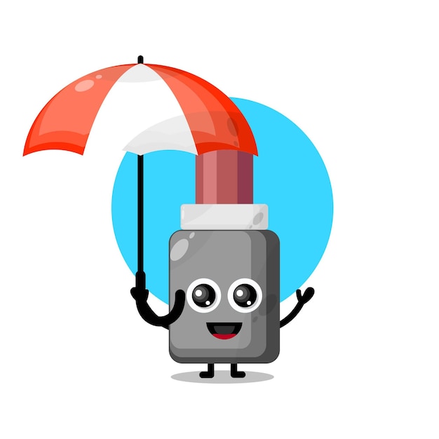 Premium Vector Umbrella Lipstick Cute Character Mascot