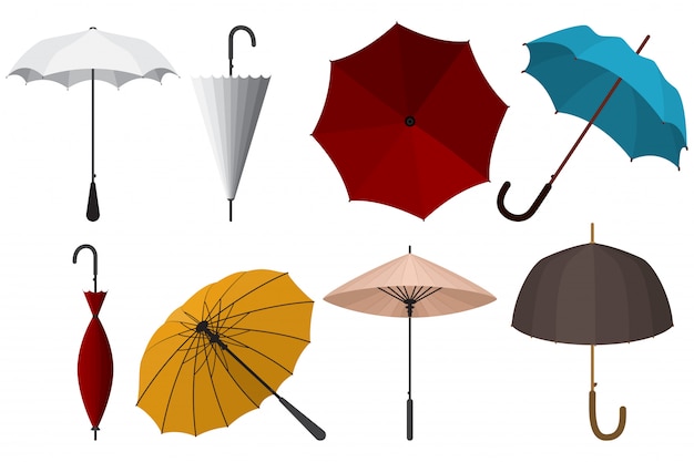 Premium Vector | Umbrellas Cartoon Set Isolated White