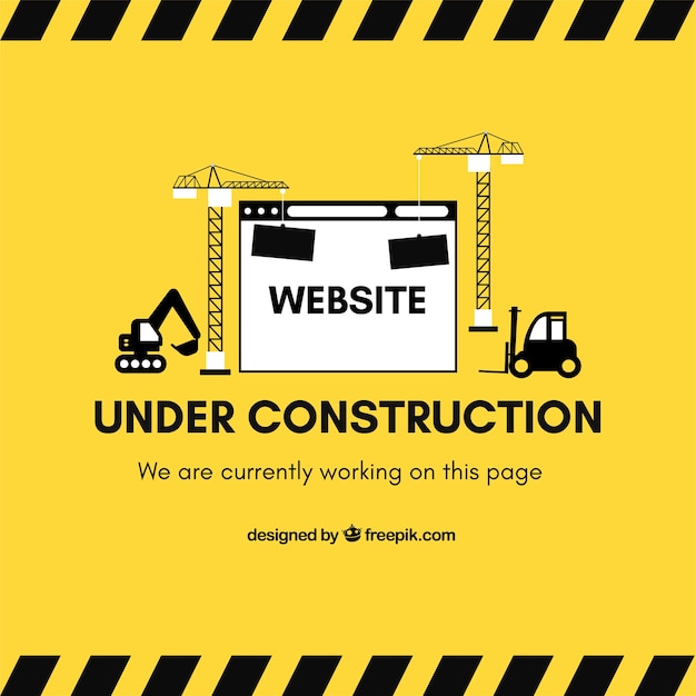 Under construction web template in flat style Vector Free Download