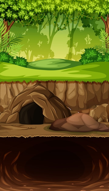 Free Vector | Underground cave in jungle