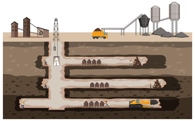 Premium Vector Underground Landscape Of Coal Mining