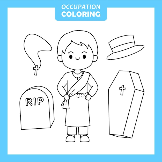 Premium Vector Undertaker Job Occupation Coloring Page