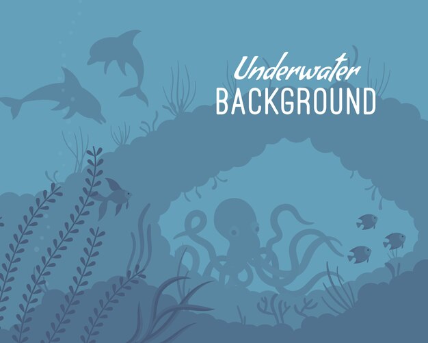 Underwater background template with reef Premium Vector