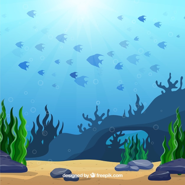 Download Free Vector | Underwater background with marine animals