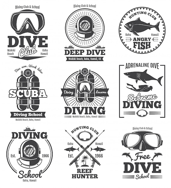 Download Free Underwater Scuba Diving Club Vector Vintage Emblems Premium Vector Use our free logo maker to create a logo and build your brand. Put your logo on business cards, promotional products, or your website for brand visibility.