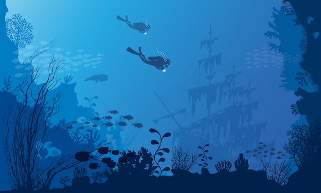 Underwater world Premium Vector