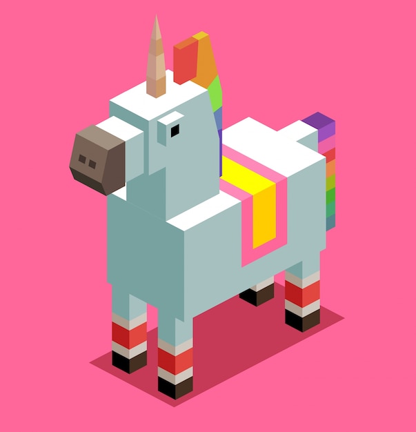 Download Premium Vector | Unicorn. 3d pixelate