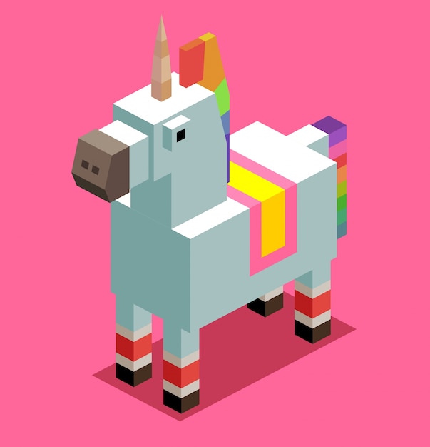 Download Unicorn. 3d pixelate Vector | Premium Download