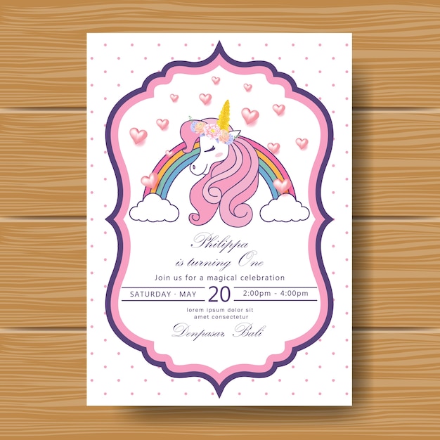 Download Unicorn birthday invitation | Premium Vector