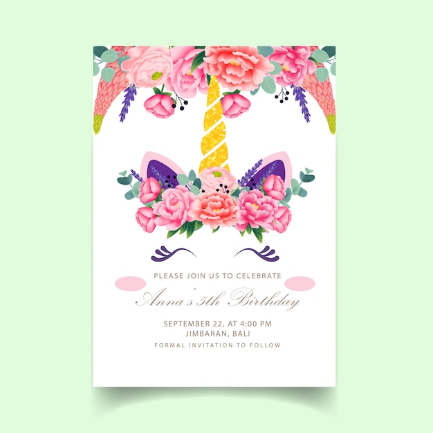 Goede Unicorn birthday kids invitation | Premium Vector PO-88