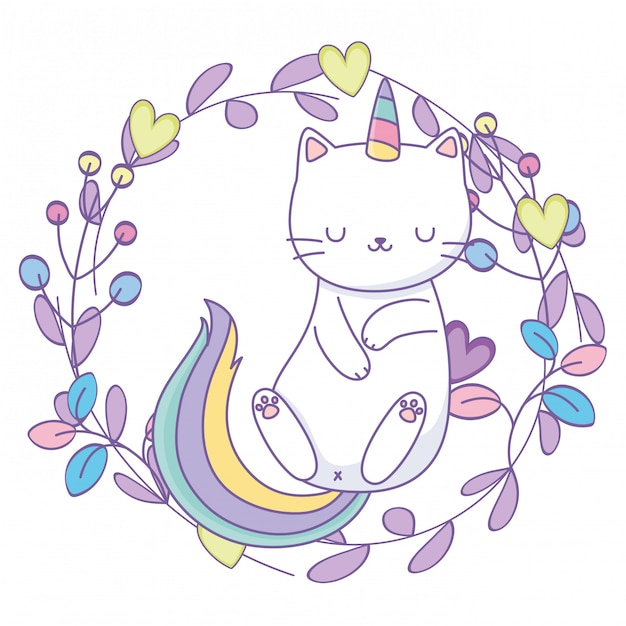 Download Unicorn cat cartoon | Premium Vector