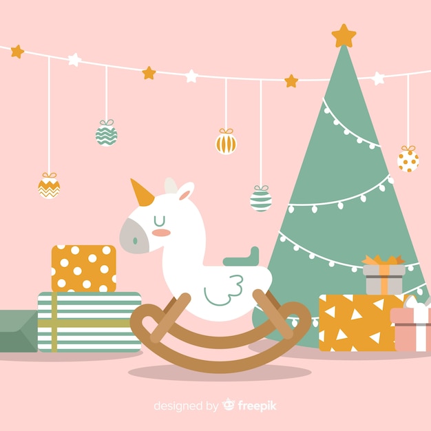 Unicorn christmas background | Free Vector