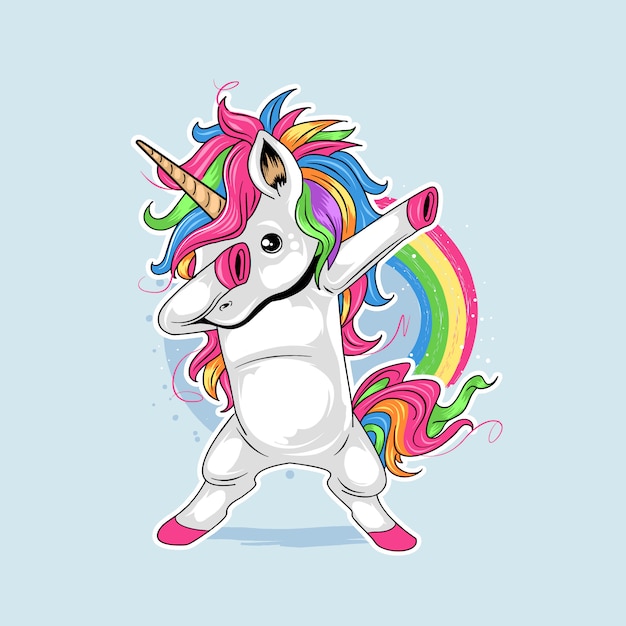 Download Unicorn cute dabbing style dance rainbow colorfull Vector ...