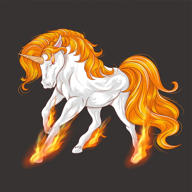 Premium Vector | Unicorn fire awesome vector