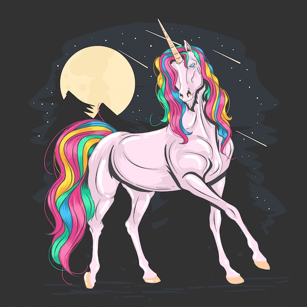 Download Unicorn full color pink rainbow vector | Premium Vector