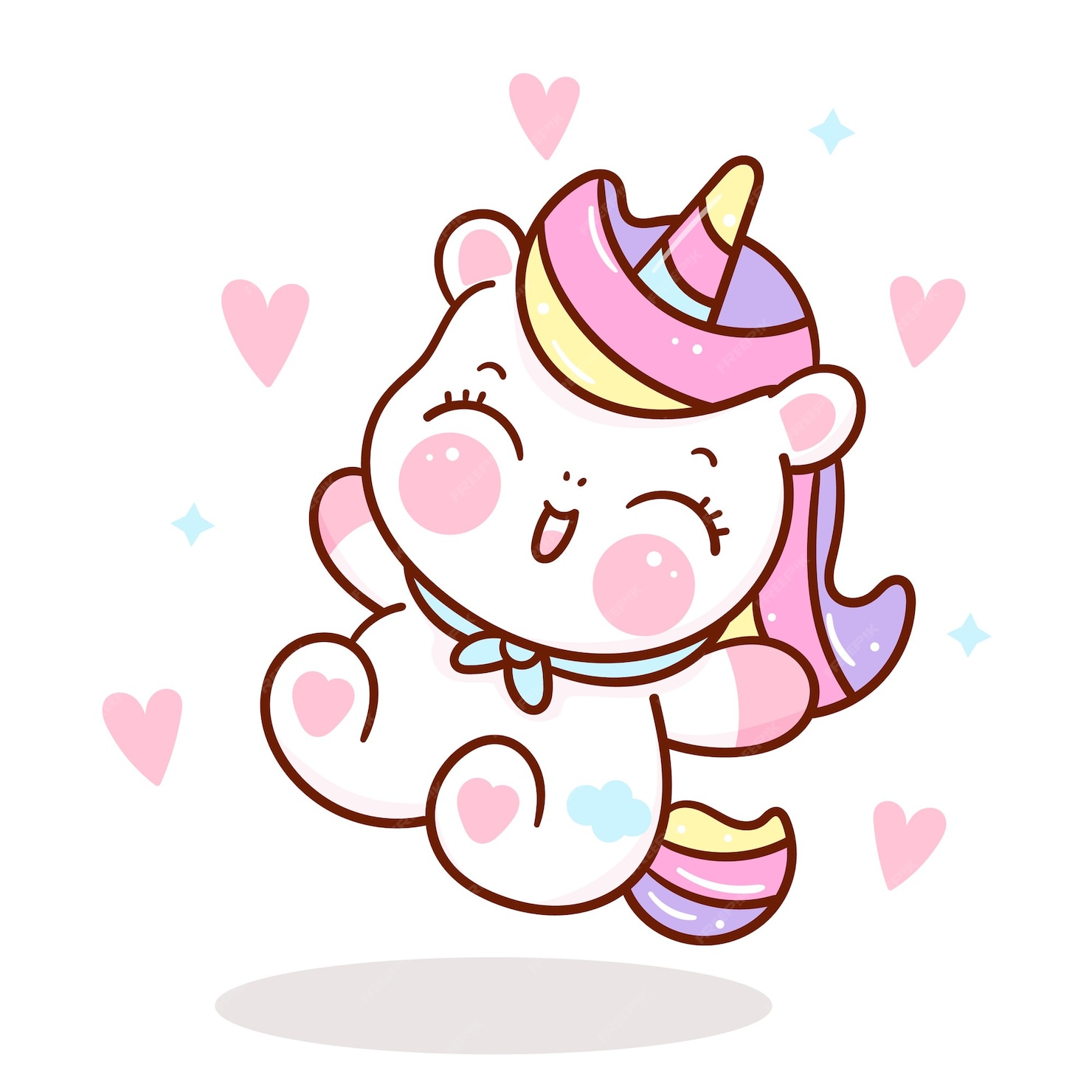 Premium Vector | Unicorn happy emotion kawaii animal