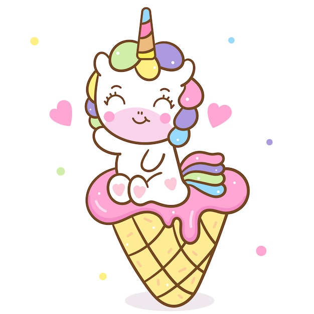 Coloring Pages Unicorn Ice Cream : Cute Unicorn With Ice Cream Cone