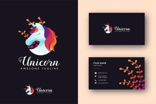 Download Free Unicorn Logo And Business Card Template Premium Vector Use our free logo maker to create a logo and build your brand. Put your logo on business cards, promotional products, or your website for brand visibility.