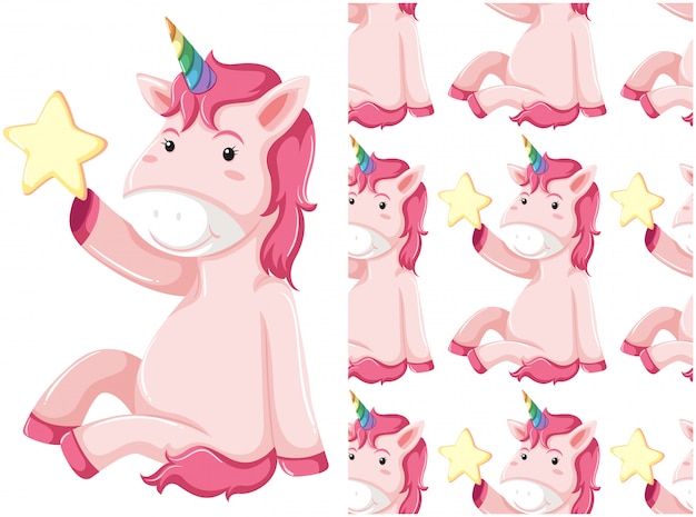 Unicorn seamless pattern isolated on white Free Vector