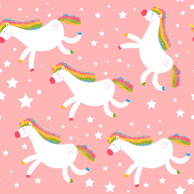 Premium Vector | Unicorn seamless pattern on a pink background.